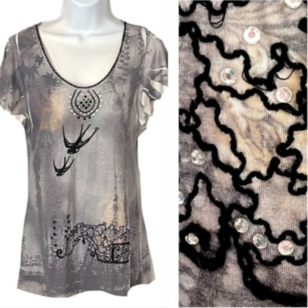 Y2K Embroidered & Embellished Tee!